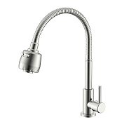Кран Splenka S249.482.05 для кухни 2-х режимный гибкий поворотный излив, сатин