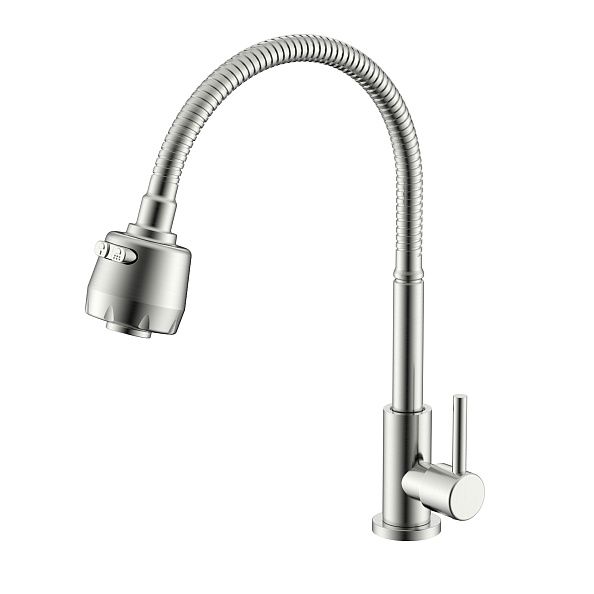 Кран Splenka S249.482.05 для кухни 2-х режимный гибкий поворотный излив, сатин