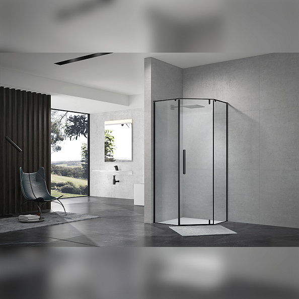 Душевой уголок Terminus Альба трапеция 100х100х200, черный