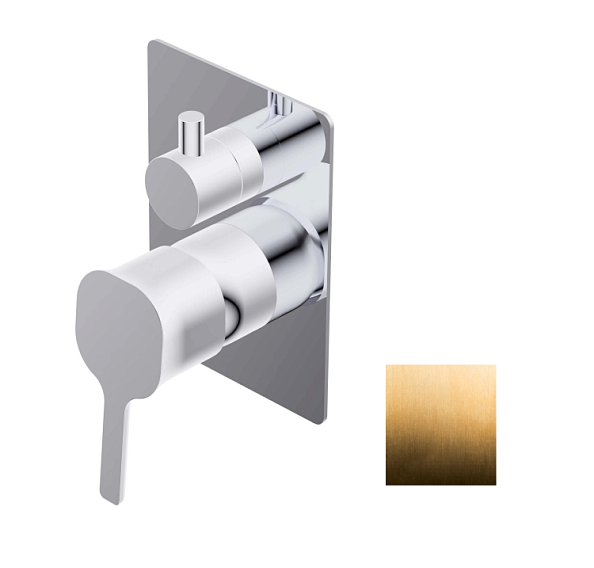 Смеситель для душа Ritmonio Taormina, на 2 потребителя, ручка с рычагом, золото брашированное (PR43GN111GOX+PR35MC101GOX)