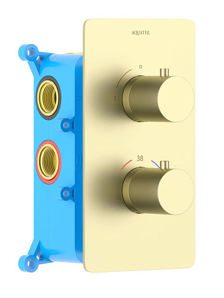 AQ1391BG ЕВРОПА термостатический смеситель для душа (внешняя и скрытая часть), шлиф. золото