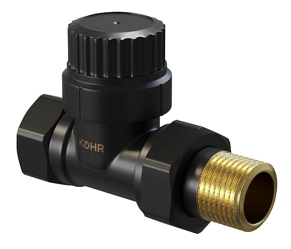 Вентиль термостатический Kohr 1/2" прямой, черный (KTS 0012B)