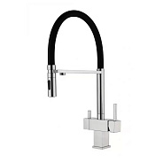 Смеситель для кухни с гибким изливом и подключением фильтра Grocenberg GB4098NK, никель