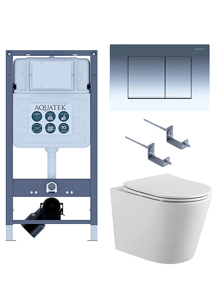 SET AQUATEK ВЕГА T PNS002 (рама AQUATEK INSP-0000001 с клавишей PNS-0000002 и крепежом KKI-0000002+Унитаз-компакт AQ1904T-00 TORNADO