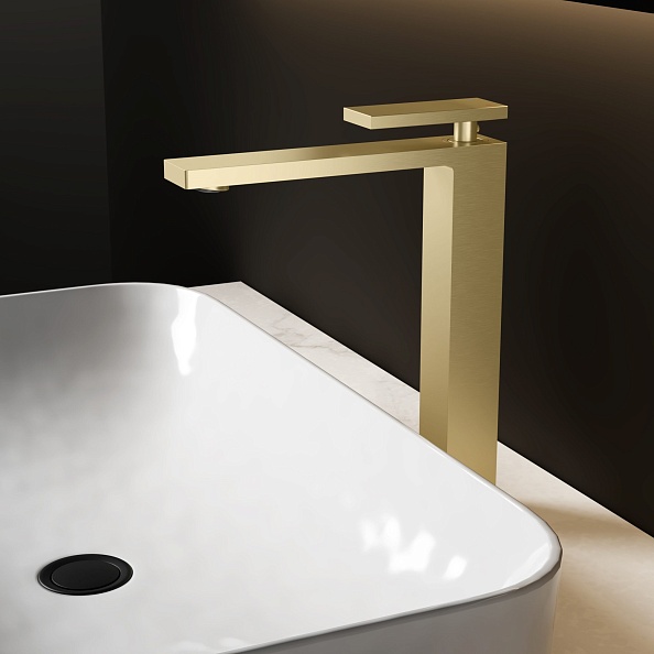 Смеситель для раковины Vincea Dice VBF-2DS2BG однорычажный, брашированное золото