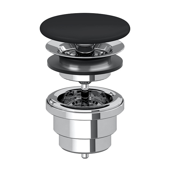 Незапираемый донный клапан с решеткой Villeroy & Boch CeramicPlus, Pure Black (680800R7)