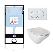 E21775RU-00 Унитаз c инсталляцией Modern Life,сиденье тонкое микролифт, панель для двойного смыва, глянцевый белый (E36495-NF+E36496-00+E77725+E77168)