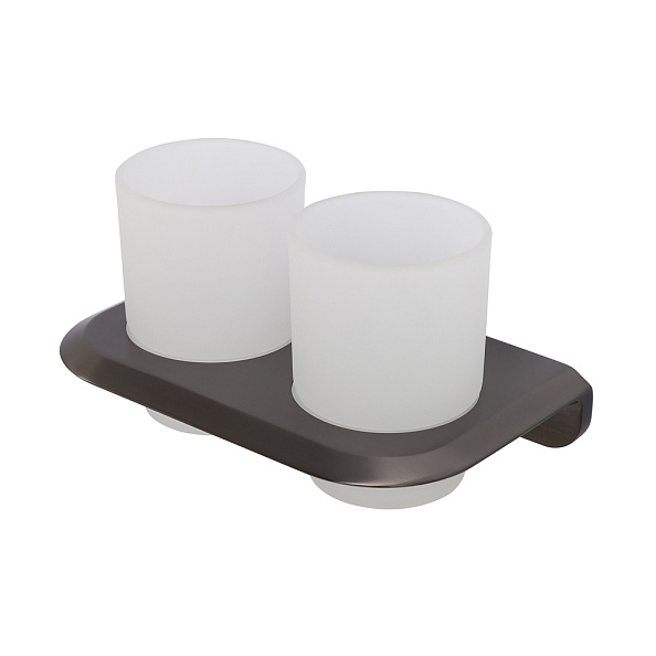 Стакан для зубных щёток подвесной двойной Cezares Liner, оружейная сталь (LINER-TUMDS-GM)