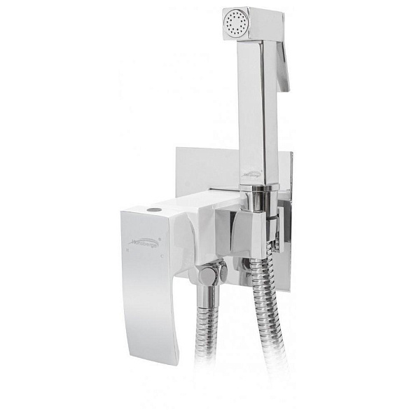 Гигиенический душ со смесителем встраиваемый Hansberge H3077W, хром/белый