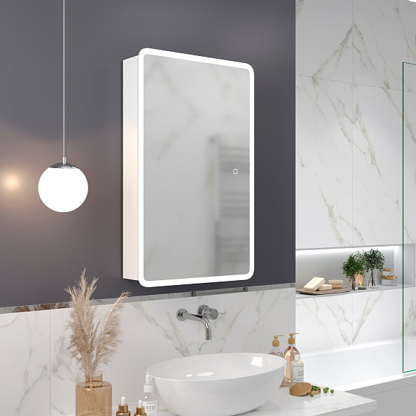 Зеркало-шкаф MIXLINE "Сканди" 500*800 (ШВ) универсал., сенсорный выкл., светодиодная подсветка (553163)