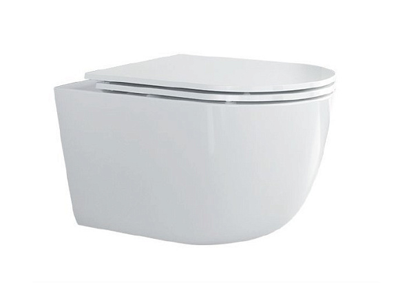 Унитаз подвесной безободковый Cezares Relax с микролифтом, белый (CZR-3806-53-TH-TOR/SC) (с сиденьем)