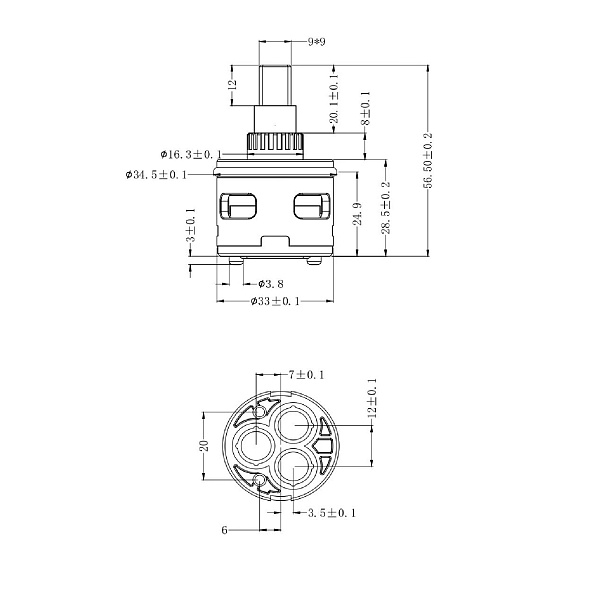 Картридж 33MM для переключателя душа Savol S-FX08