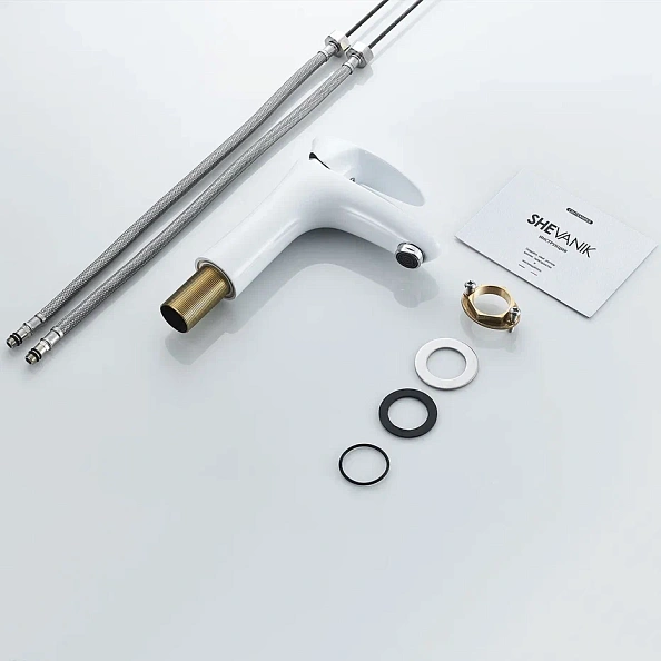 Смеситель для раковины Shevanik S9801F, белый/хром