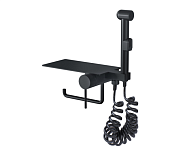 Гигиенический душ Bronze de Luxe встраиваемый с полкой черный с пружинным шлангом SCANDI  (708/1B)