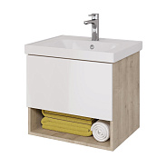 Тумба под раковину подвесная Dreja Perfecto 60 см, дуб эврика/белый