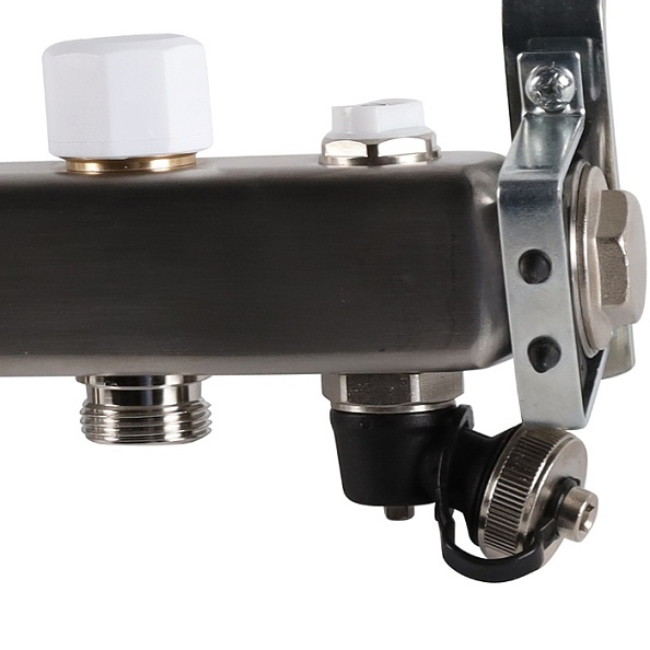 Коллектор Rommer 1"x3/4" на 8 контуров с запорными клапанами (нерж. сталь) (RMS-3201-000008)