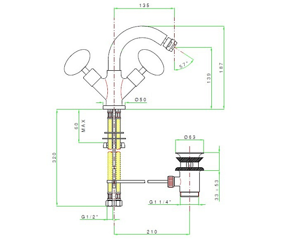 Смеситель для биде Nicolazzi Cristallo Di Rocca, хром/горный хрусталь (Cristallo di Rocca) (2237 CR 09MC Cristallo Di Rocca)