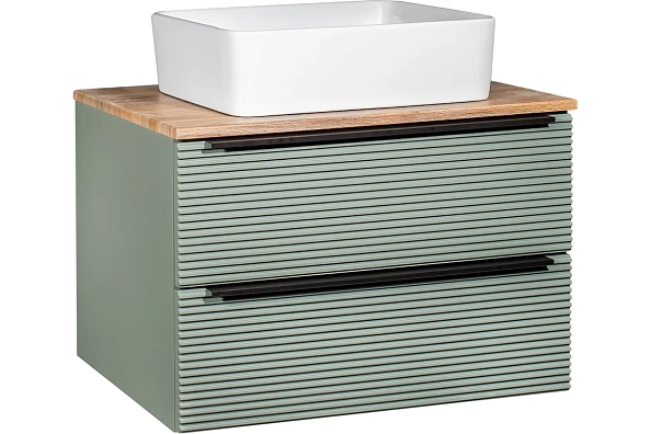 Тумба Runo Орлеан 70 зелёный дуб натуральный подвесная под накладной умывальник (00-00002020)