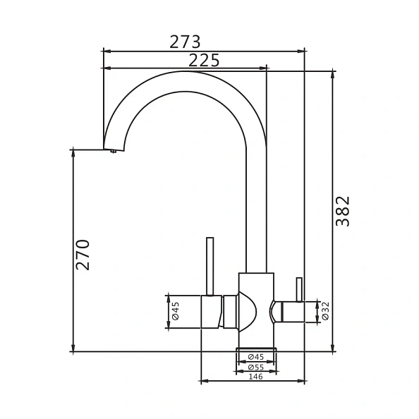 Смеситель для кухни с подключением фильтра Shevanik S168, хром