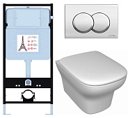 E21747RU-CP Унитаз c инсталляцией Jacob Delafon Vox, сиденье тонкое микролифт, панель для двойного смыва, хром (E36495-NF+E36496-CP+EDM102+E20142)