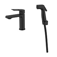 Смеситель VODA "Surf Black"с гигиеническим душем, с аксессуарами (SF27HB)