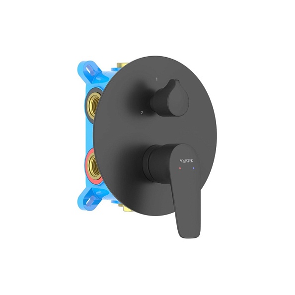 Смеситель для ванны БЕТТА, 3 режима, внешняя и скрытая часть, матовый черный, AQ1147MB