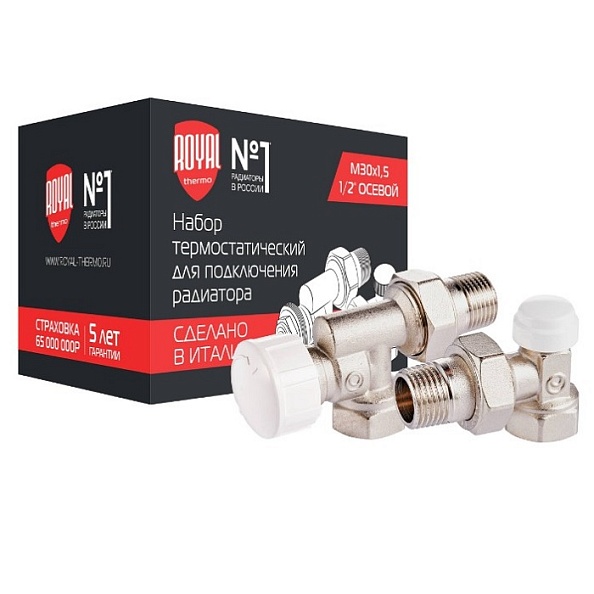 Набор термостатический Royal Thermo для радиатора осевой 1/2" М30х1,5 (RTE 07.011)