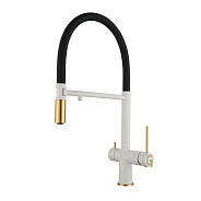 Смеситель для кухни с подключением фильтра Rivelato Adria 1523517, иней/золото