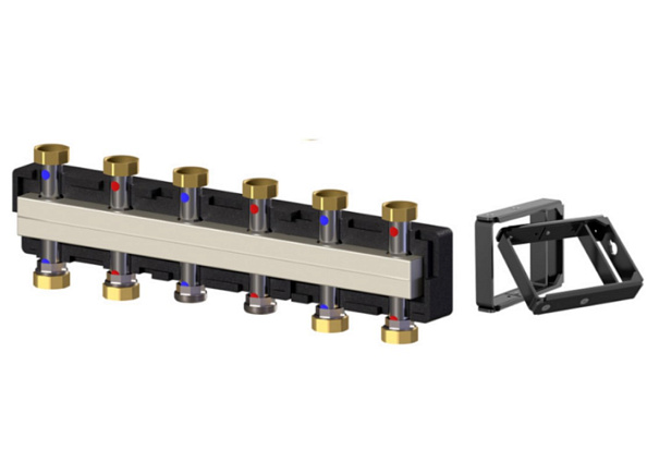 Коллектор распределительный Meibes до 5 насосных групп нержавеющая сталь (с комплектом кронштейнов) (M66301.931RU)