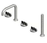 Смеситель для ванны и душа Quadro design Valvola01, сталь брашированная/золото черное (19 98 ASON)