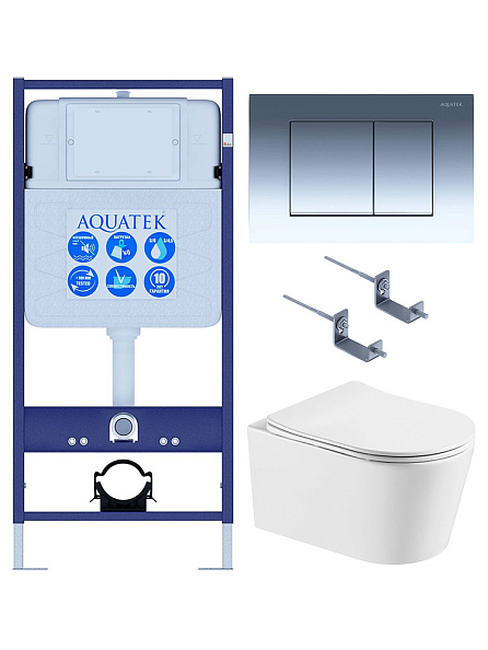 SET AQUATEK ОБЕРОН T KDI10 (рама AQUATEK Standard INS-0000012 с клавишей KDI-0000010 и крепежом KKI-0000002 +унитаз ОБЕРОН AQ1365T-00 с сиденьем sc)