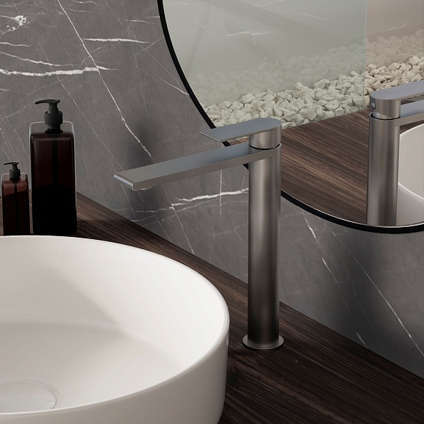 Смеситель для раковины Vincea Vogue (SS) VBF-2VS2GM однорычажный, вороненая сталь