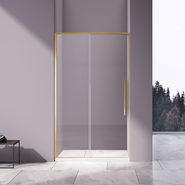 Душевая дверь Vincea Slim-N (VDS-4SN110CLG) 1100х1950 мм, брашированное золото, стекло прозрачное