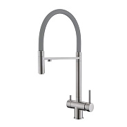 Смеситель для кухни с гибким изливом и подключением фильтра WesnaArt EKO05-161, сатин