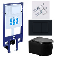 SET AQUATEK МИЯ-MB-012 4в1 (рама AQUATEK Standard INS-0000020+ крепеж KKI-0000002+клавиша KDI-0000012+унитаз AQ2004-MB с тонким сиденьем soft-close