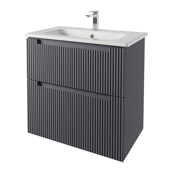 Тумба под раковину подвесная Dreja Euphoria 80 см, серый базальт