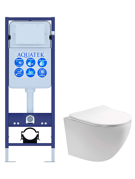 SET AQUATEK ЕВРОПА INS-017 (рама AQUATEK INS-0000017 (без клавиши и крепежа)+унитаз ЕВРОПА AQ1901-00 с тонким сиденьем soft-close)
