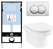 E21743RU-CP Унитаз c инсталляцией Elite, сиденье тонкое микролифт, панель для двойного смыва, хром (E36495-NF+E36496-CP+EDX114RU)
