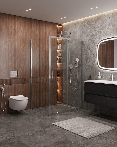 Душевой уголок Cezares Molveno 130x90x195 мм, прямоугольный, хром (MOLVENO-AH-11-130/90-C-Cr-IV)