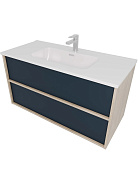 AQ66100-DO-MG Комплект мебели:Тумба 100 см ЛИБРА с раковиной AQ4100-00, 2 ящика push-to-open,цвет фасадов серый мат, корпус дуб давос