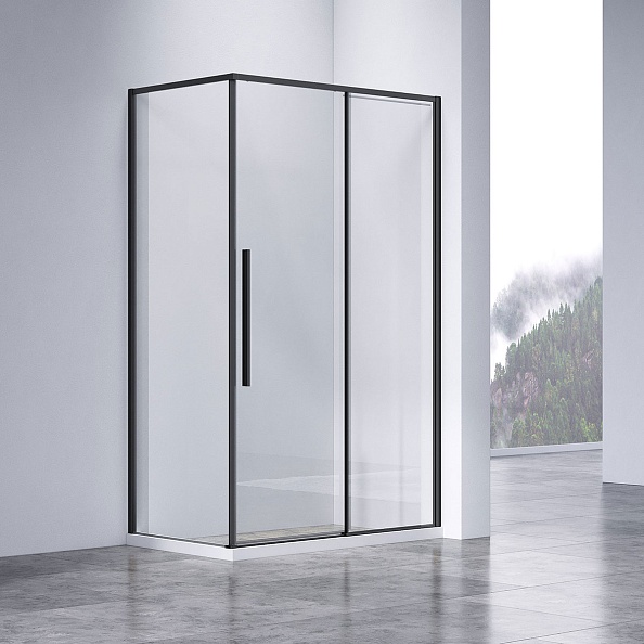 Душевой уголок Vincea Slim-N (VSR-4SN9014CLB) 1400х900 мм, черный, стекло прозрачное