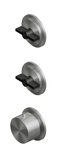 Смеситель для душа Quadro design Valvola01, на 2 потребителя, сталь брашированная/золото черное (19 49.0.00 ASON)