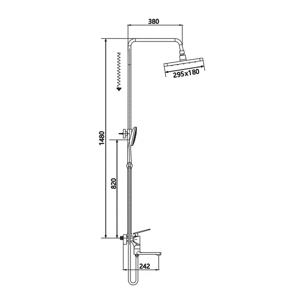 Душевая система Shevanik S8036H, черный