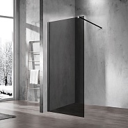Душевая перегородка Vincea Walk-In (VSW-1H100CGB) 1000х2000 мм, черный матовый, стекло тонированное