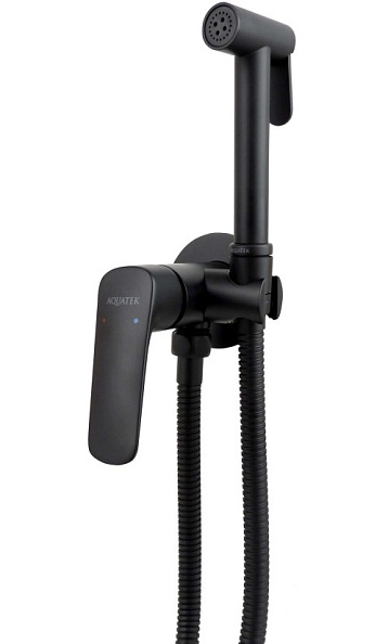 AQ1019MB AQUATEK ВЕГА комплект для гигиенического душа встроенный (смеситель + гигиеническая лейка + шланг), матовый черный