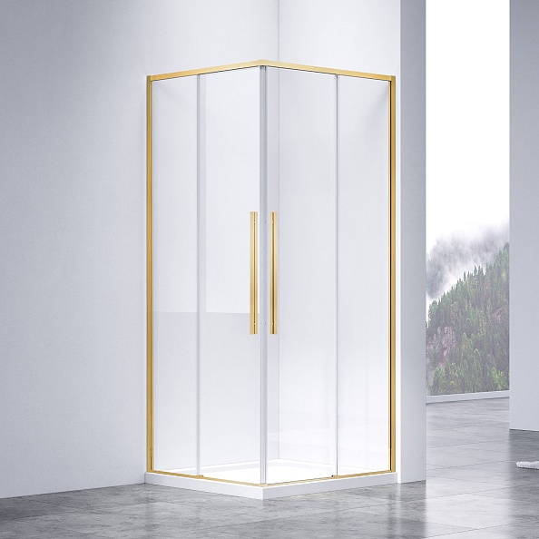 Душевой уголок Vincea Slim-N (VSS-4SN8010CLG) 1000х800 мм, брашированное золото, стекло прозрачное