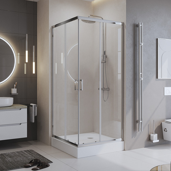 Душевой уголок BelBagno Uno 90x90x195 см, квадратный, хром (UNO-195-A-2-90-C-Cr)