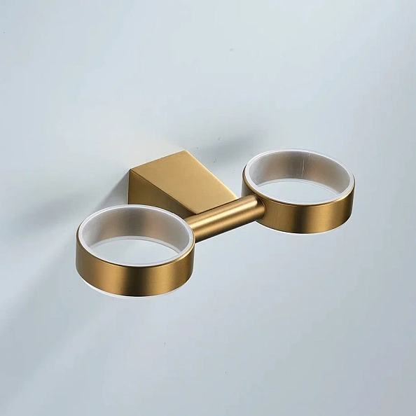 Стакан для ванной комнаты двойной Shevanik SG5722G, золотой сатин