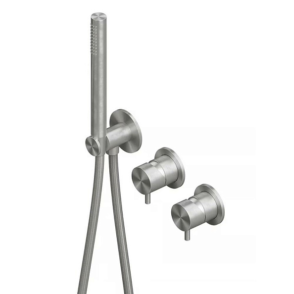 Смеситель для душа Quadro design Source/Ottavo, на 2 потребителя, сталь брашированная (13 68.00 AS)