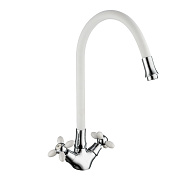 Смеситель для кухни с гибким изливом FRUD R44127-7, хром/белый